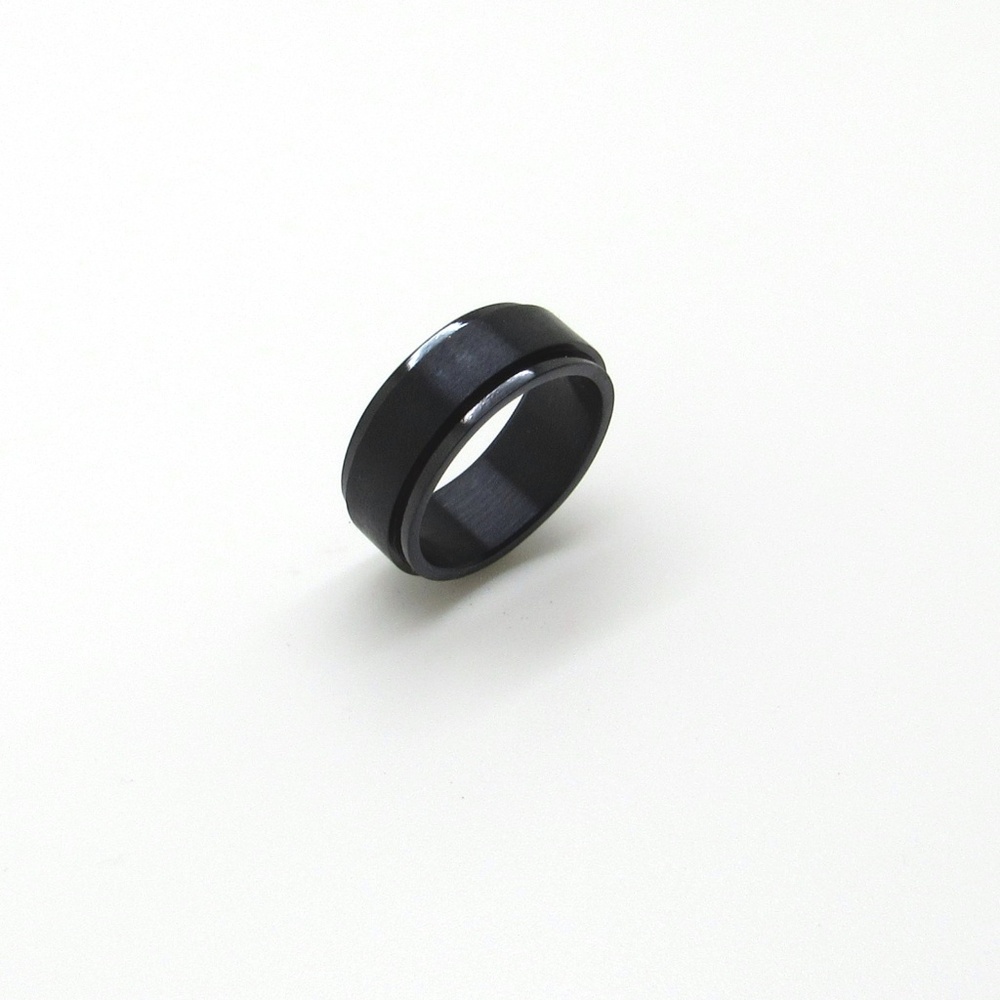 Stainless Steel Black Spinner Ring